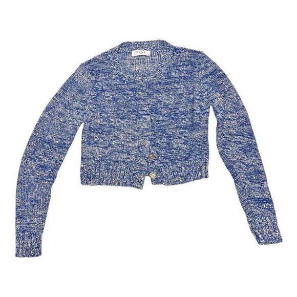 Axara Paris Women’s XS Sequin Crop Sweater Blue Gold Long Sleeve Bright Spring‎ - Picture 13 of 13